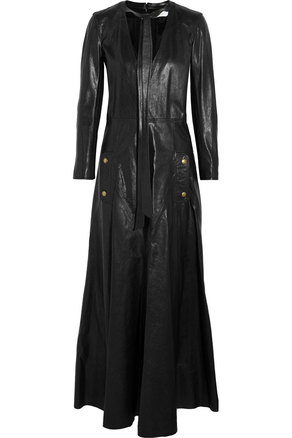 black leather maxi dress