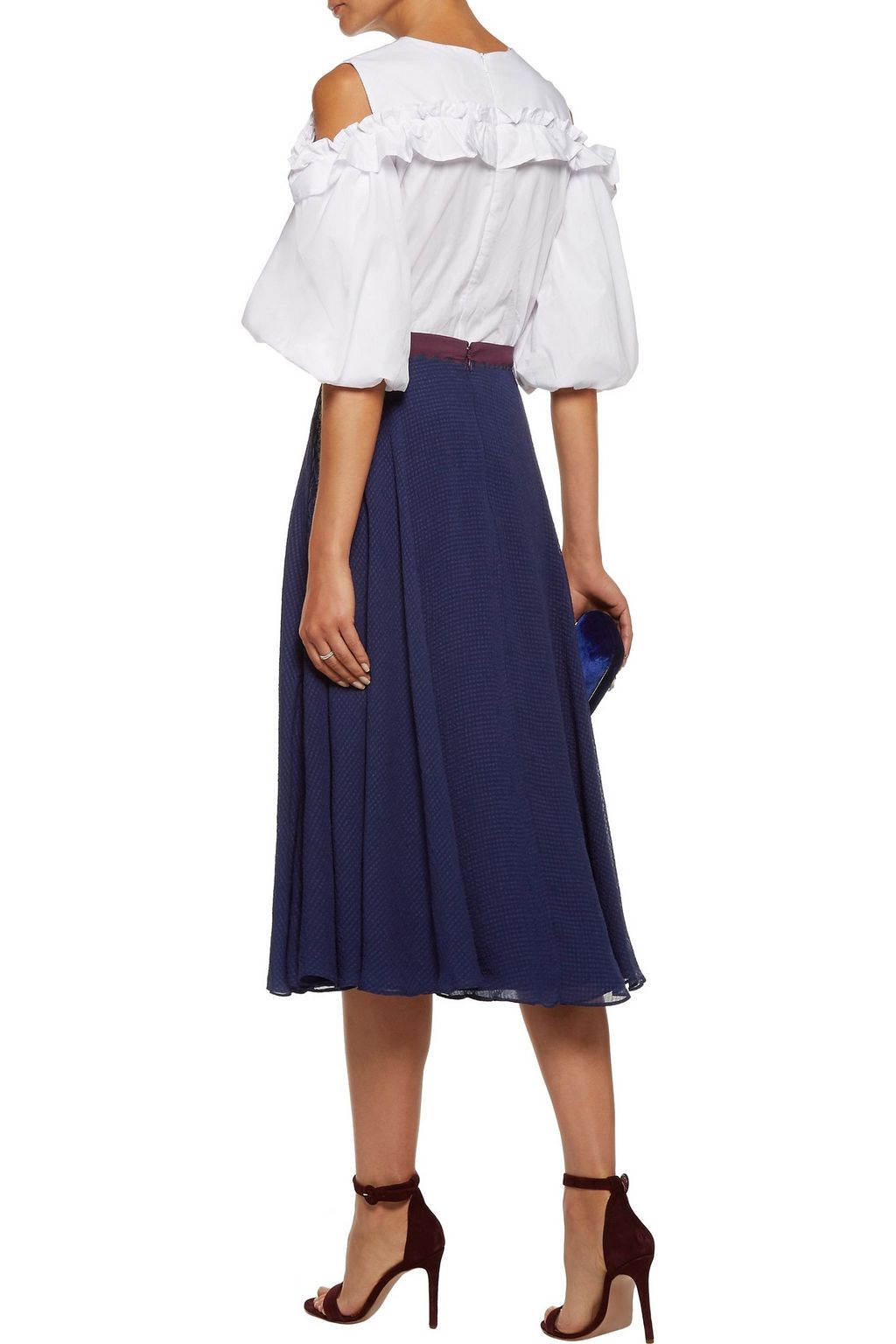 ROKSANDA Colvin ruffled seersucker-chiffon midi skirt