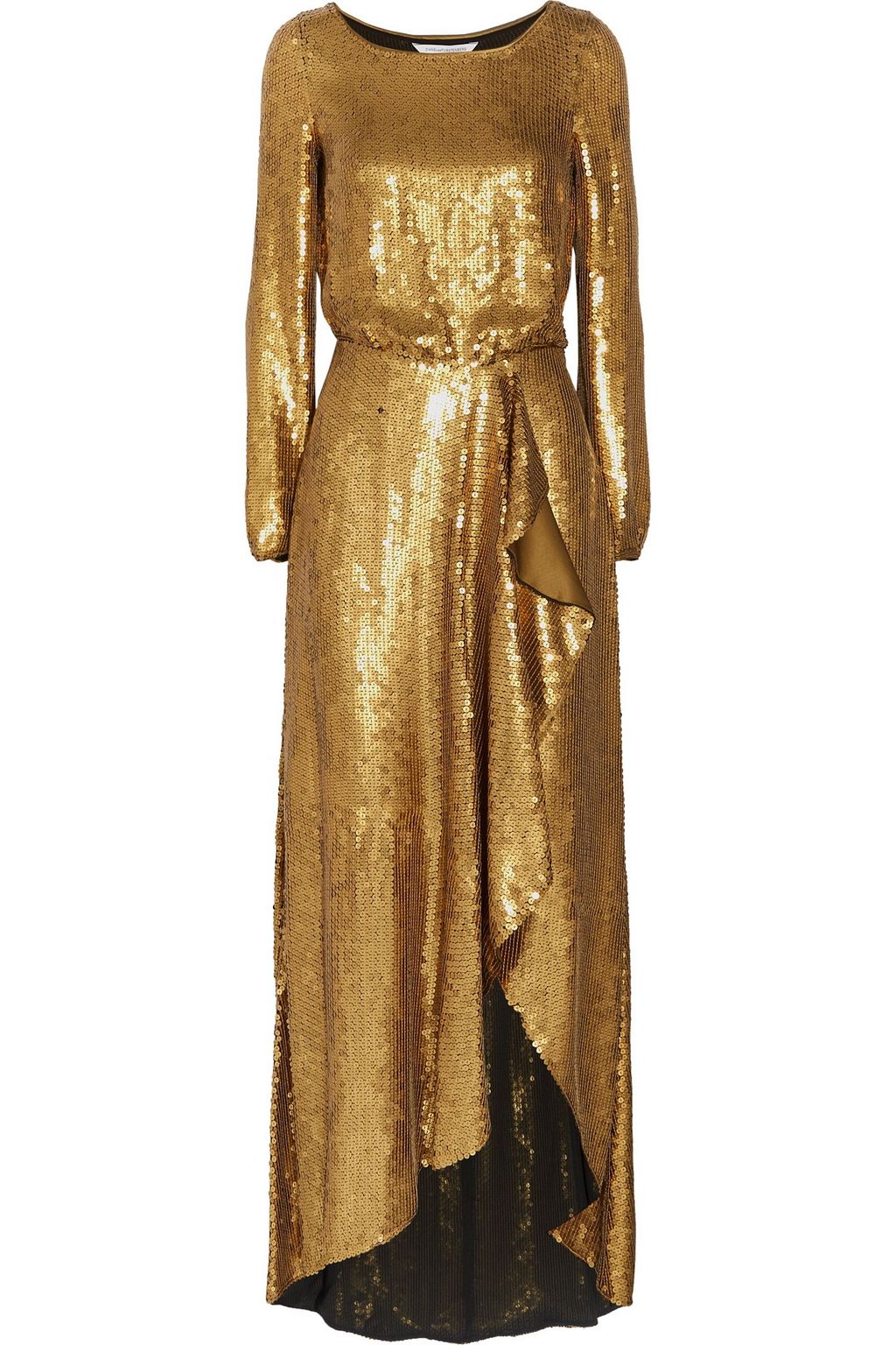 gold silk maxi dress