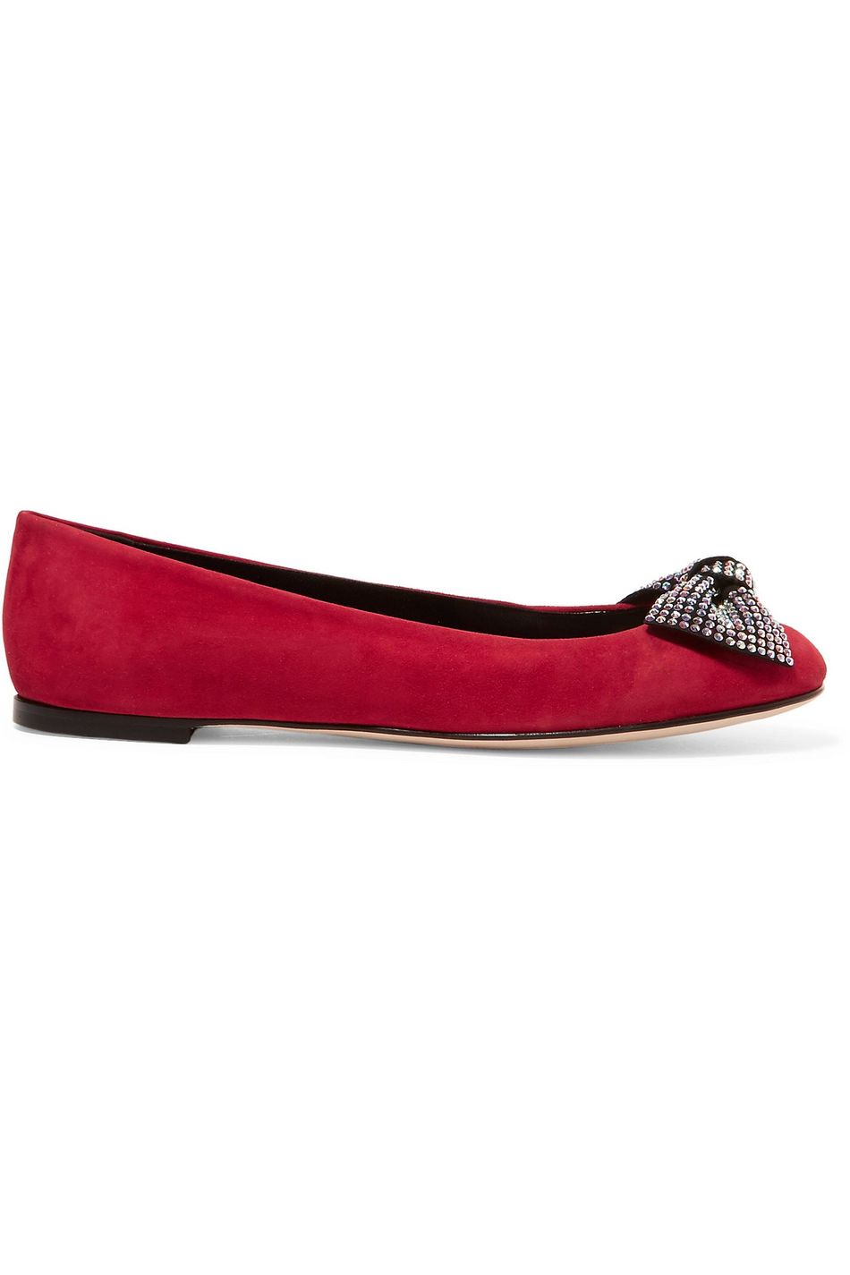 red suede ballet flats