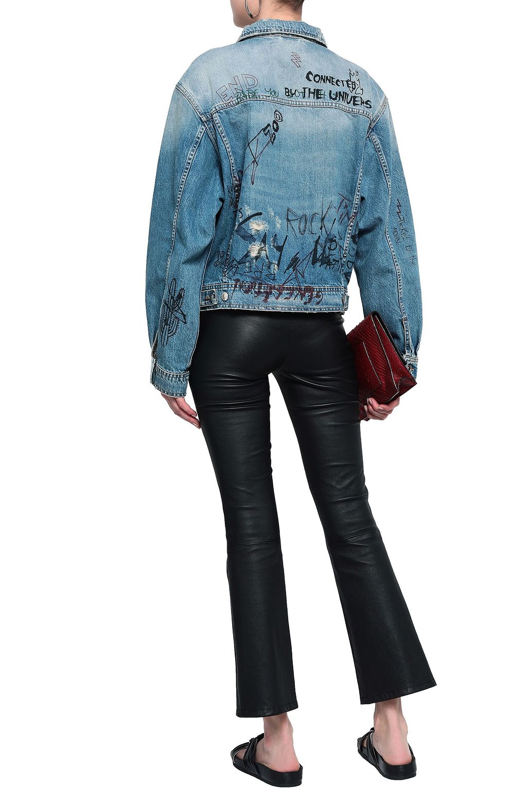 IRO Mary oversized distressed printed denim jacket