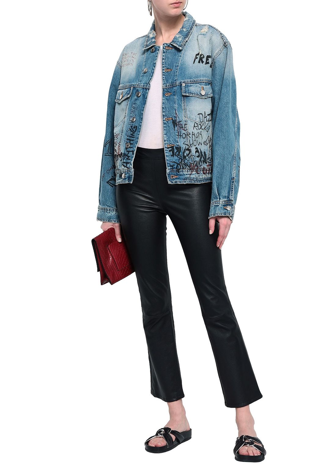 IRO Mary oversized distressed printed denim jacket