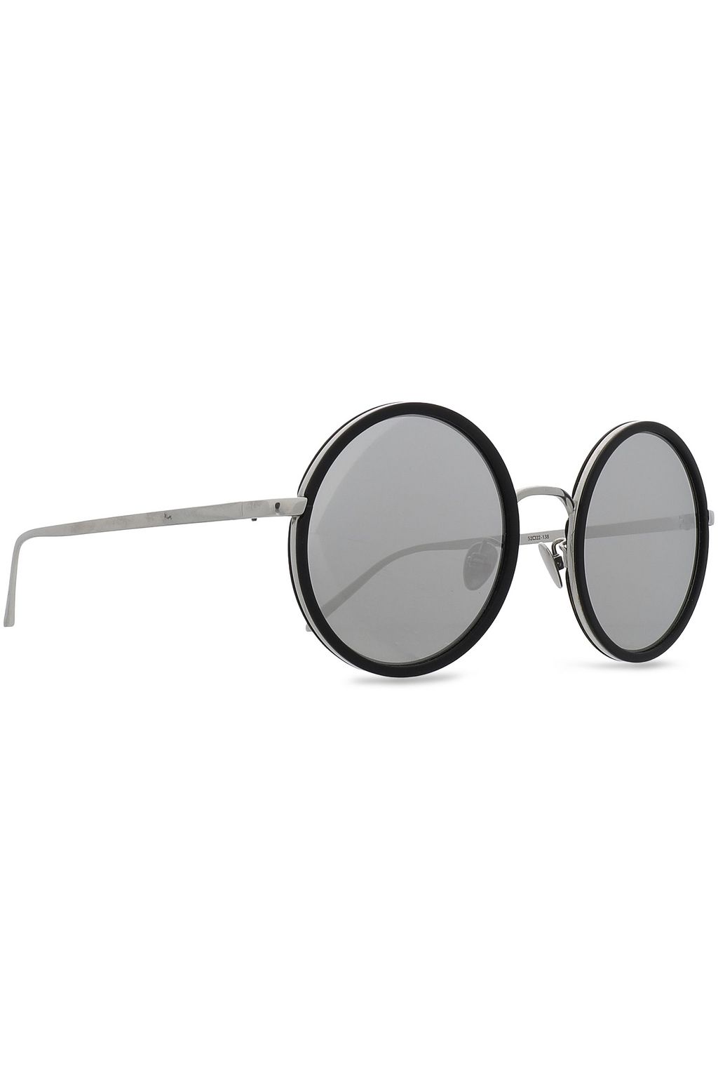 LINDA FARROW Round-frame silver-tone mirrored sunglasses