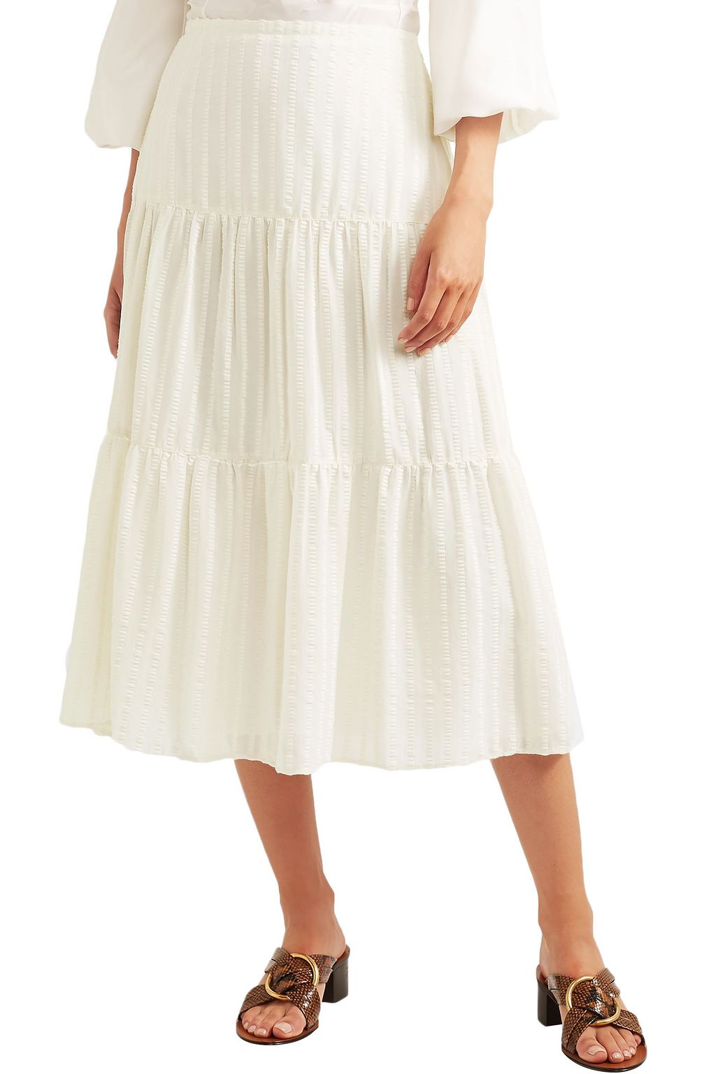SEE BY CHLOÉ Tiered cotton-blend jacquard midi skirt