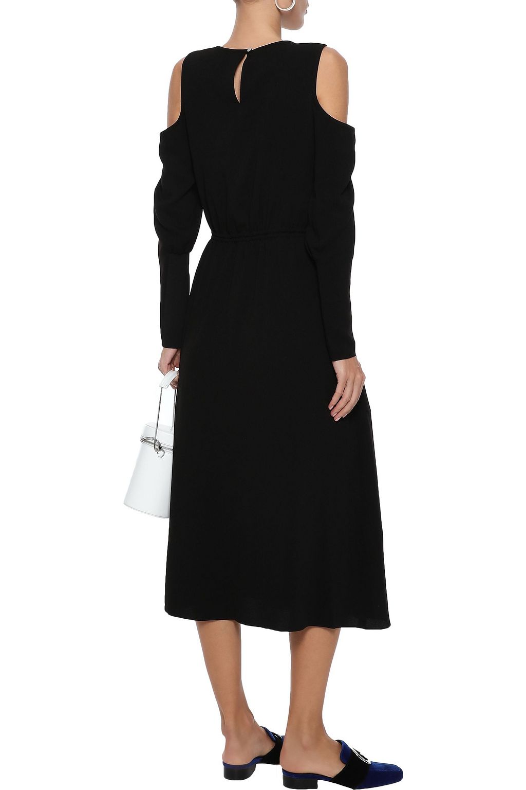 TIBI Cold-shoulder crepe midi dress