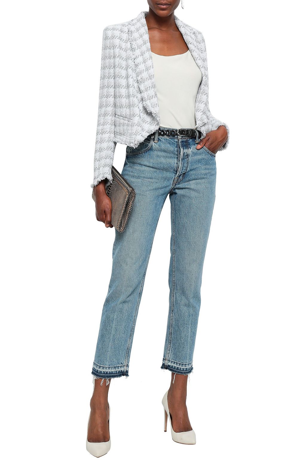 IRO Frayed metallic tweed jacket
