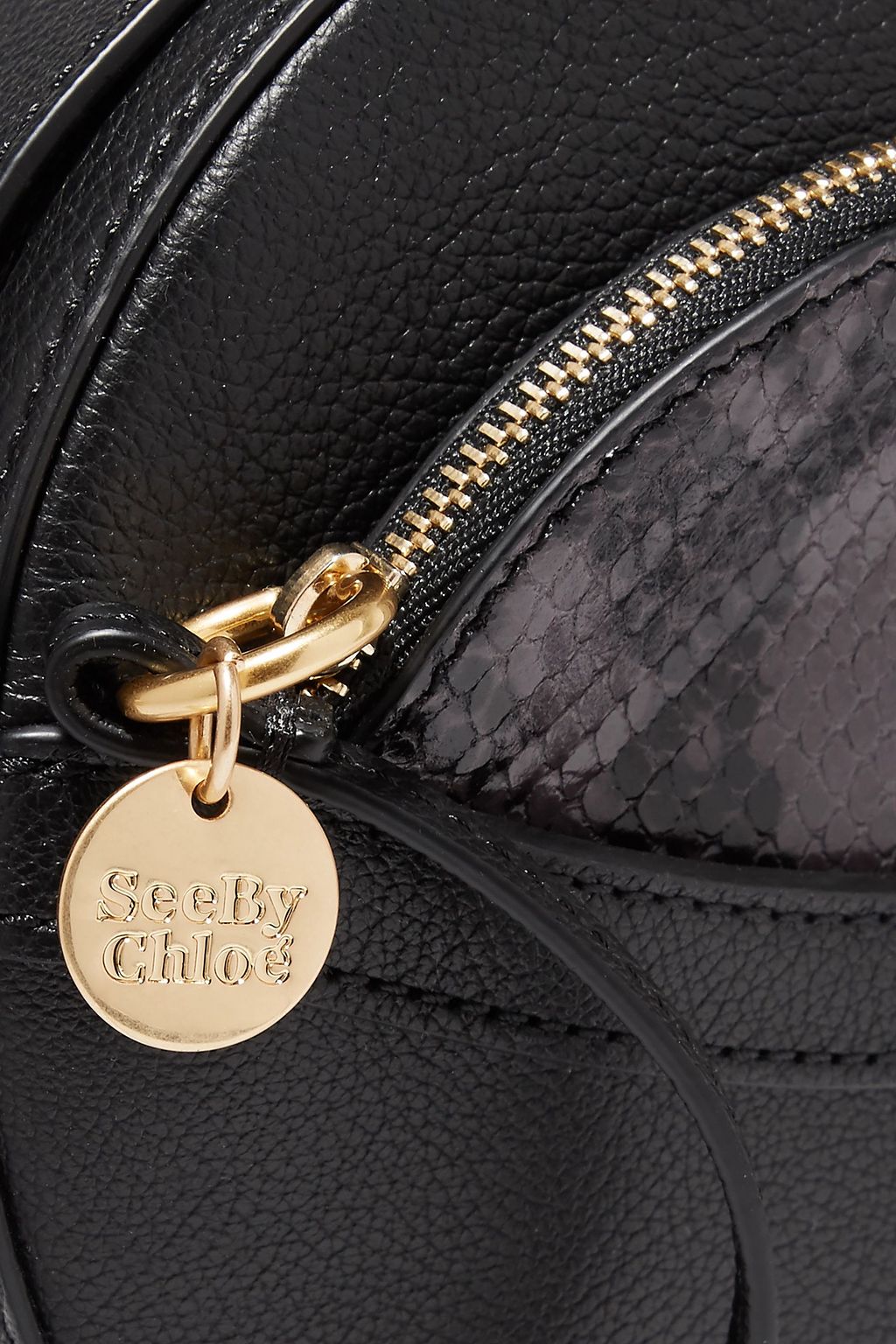 SEE BY CHLOÉ Rosy pebbled and snake-effect leather shoulder bag