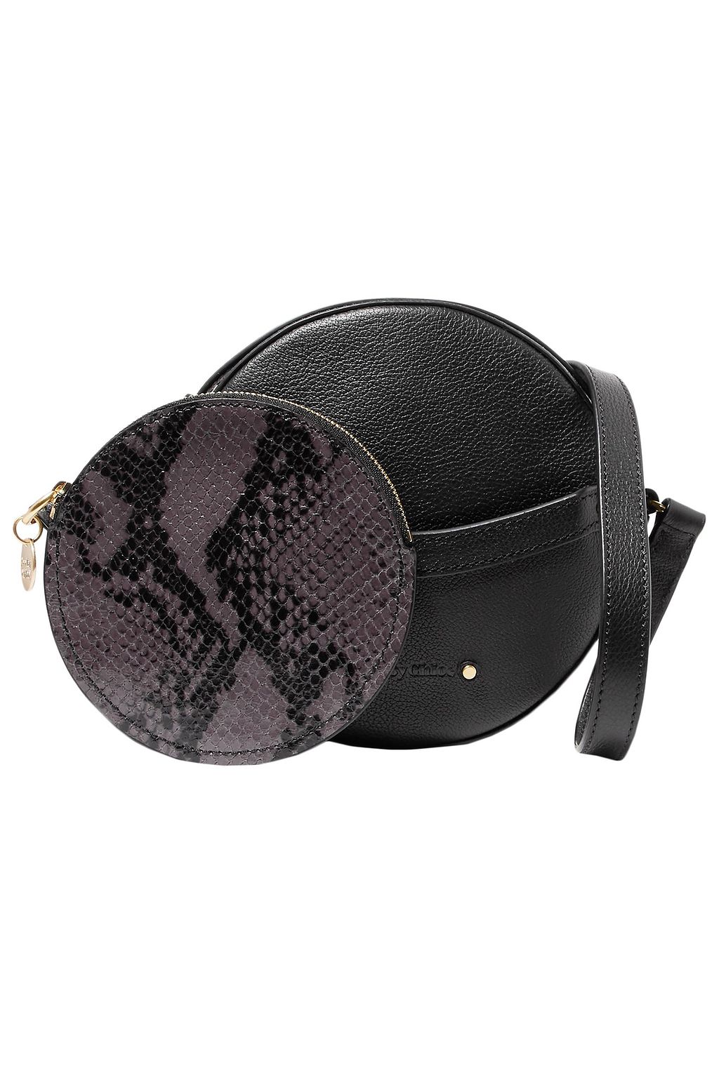 SEE BY CHLOÉ Rosy pebbled and snake-effect leather shoulder bag