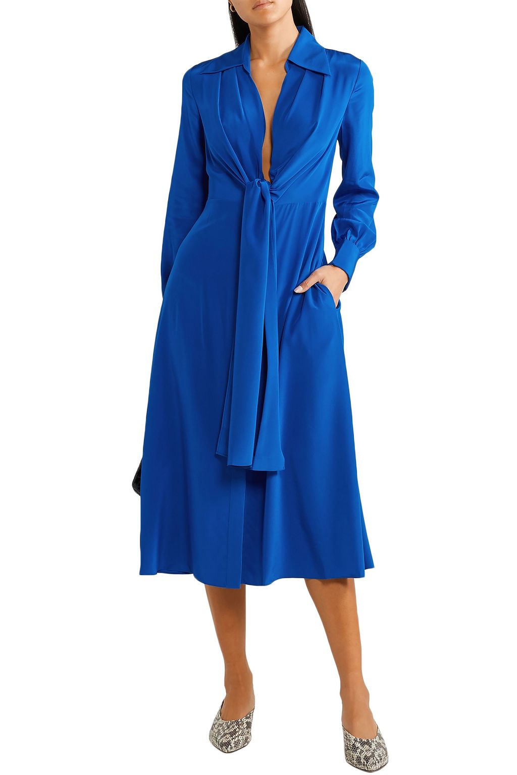 DIANE VON FURSTENBERG Von tie-front gathered silk midi dress