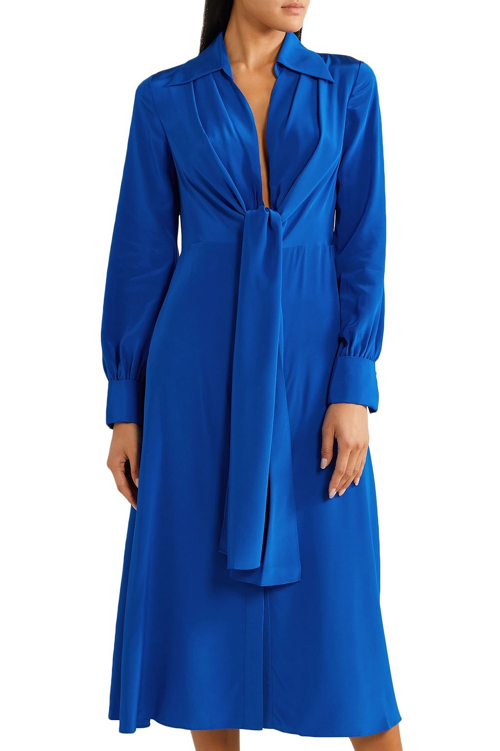DIANE VON FURSTENBERG Von tie-front gathered silk midi dress