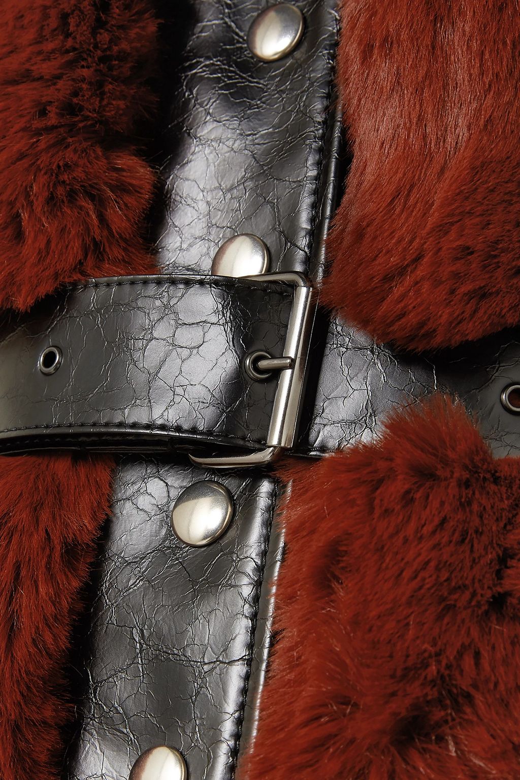 SONIA RYKIEL Belted faux leather-trimmed faux fur coat