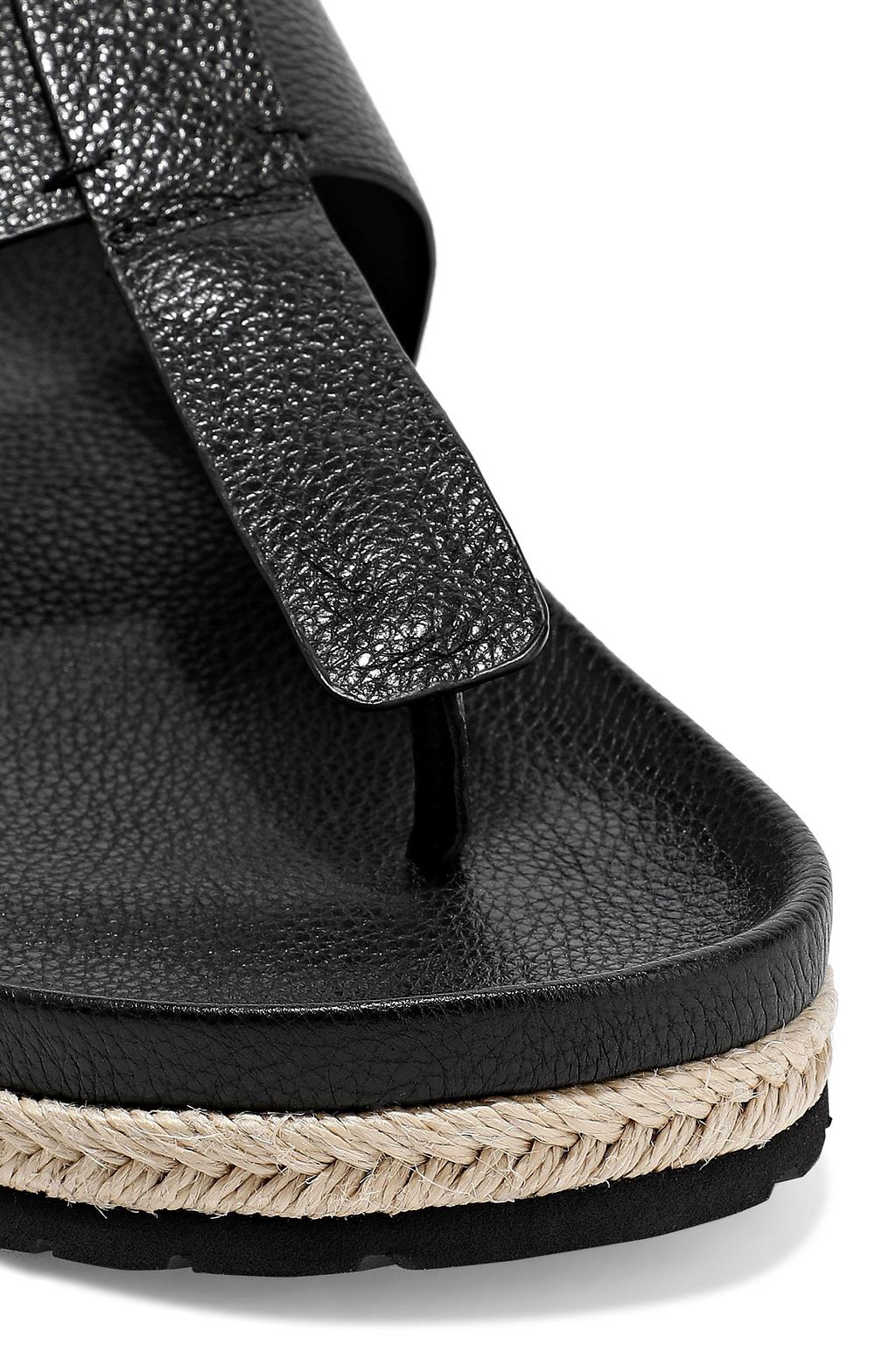 VINCE. Avani jute-trimmed textured-leather sandals