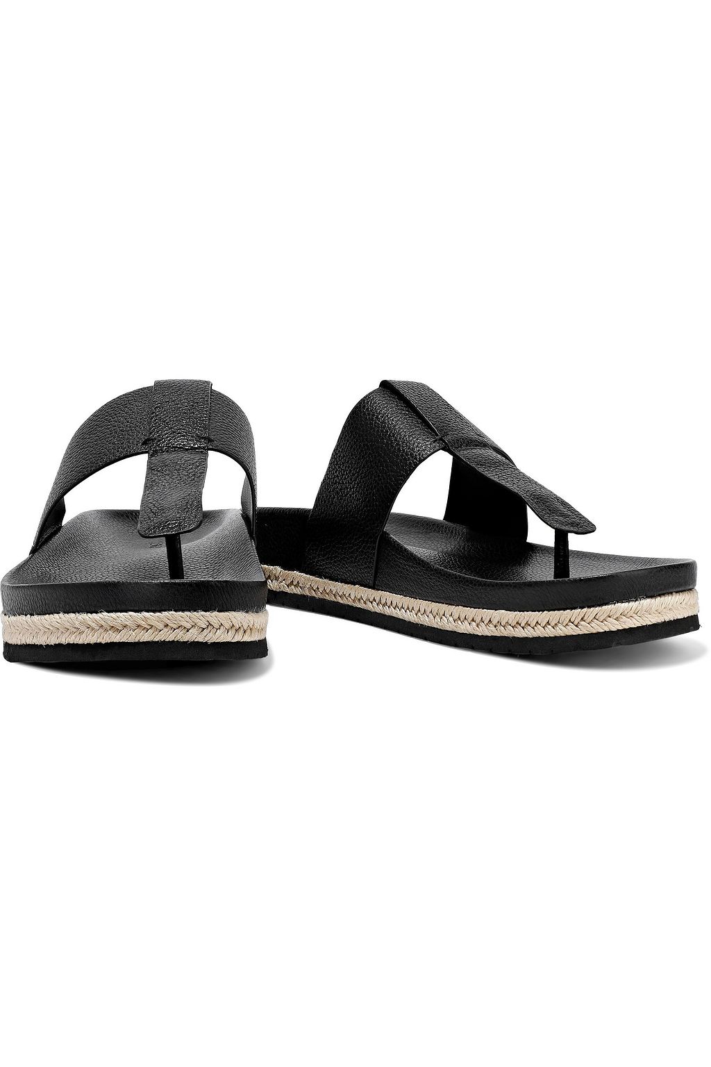 VINCE. Avani jute-trimmed textured-leather sandals