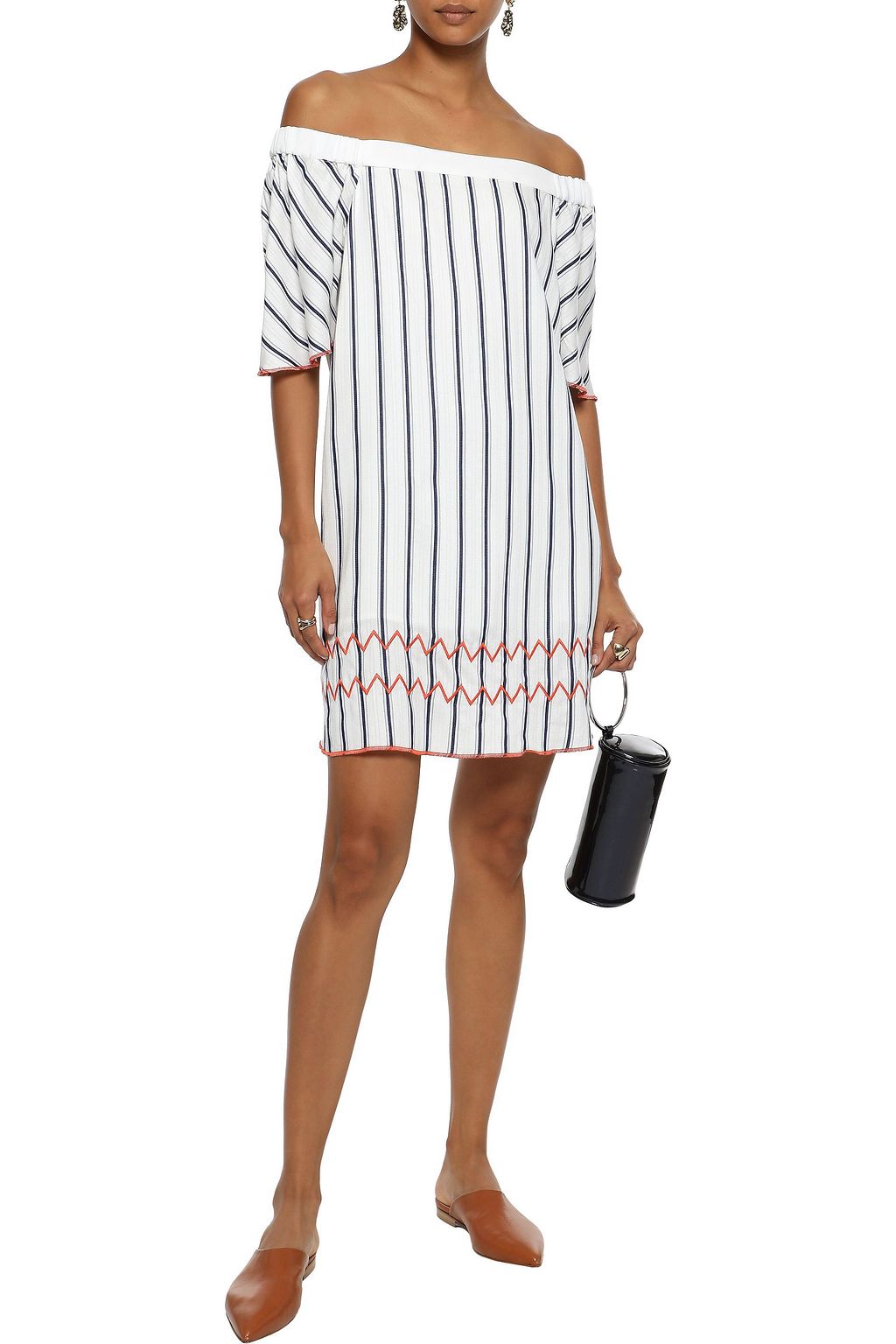 CHARLI Nerva off-the-shoulder jacquard mini dress
