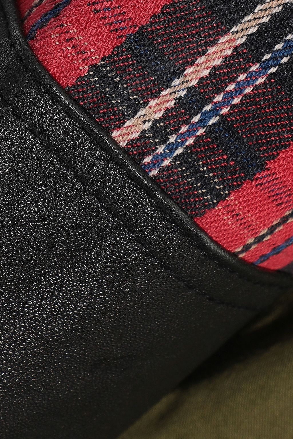 CURRENT/ELLIOTT The Harper leather and checked jacquard-paneled cotton-blend twill hooded parka