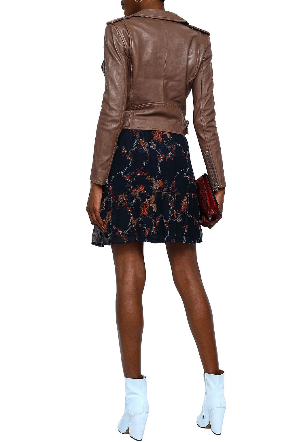 IRO Ashville cropped washed-leather biker jacket