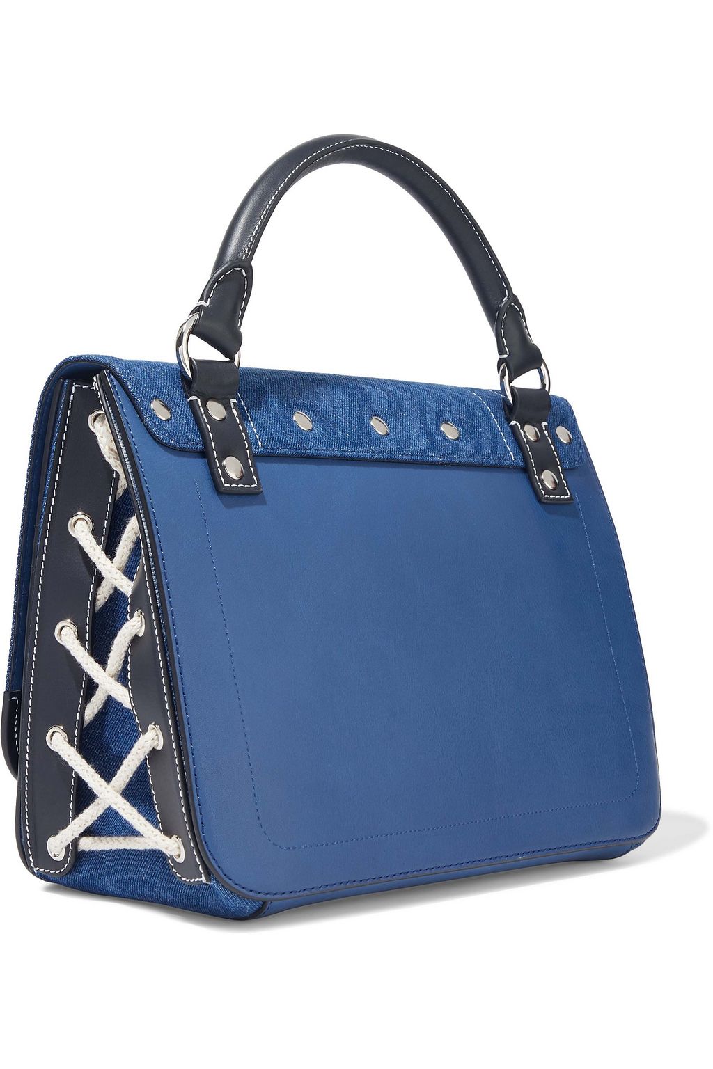 J.W.ANDERSON Disc large lace-up denim and leather shoulder bag