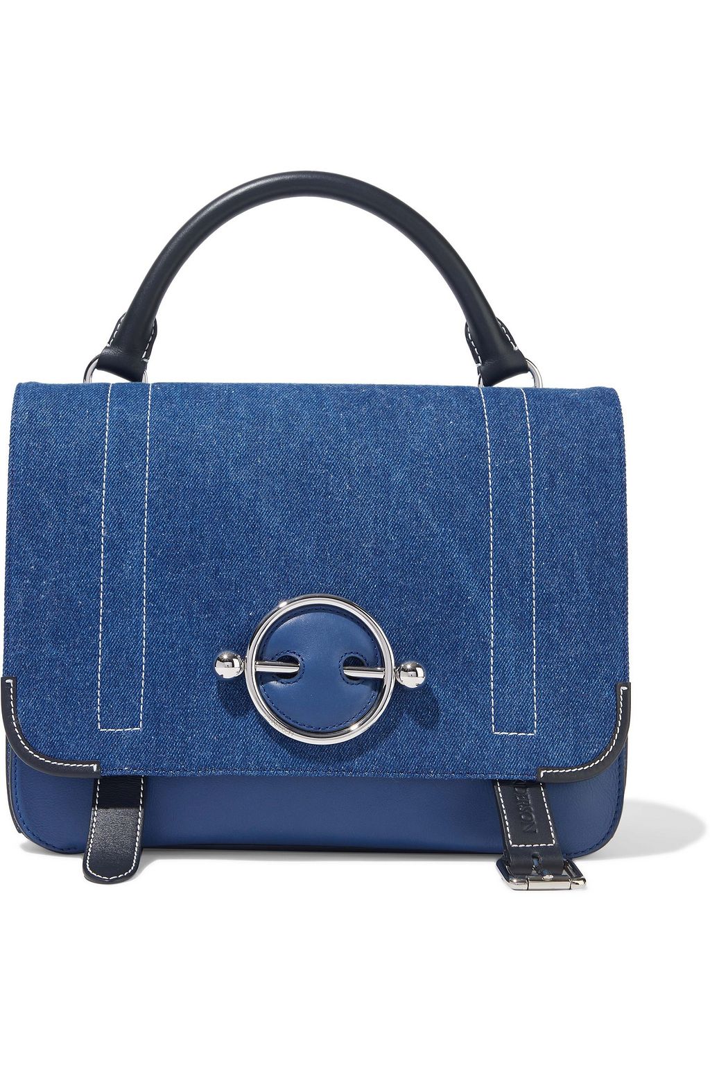 J.W.ANDERSON Disc large lace-up denim and leather shoulder bag