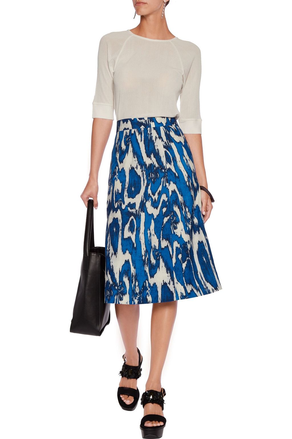 MARNI Wool and silk-blend midi skirt