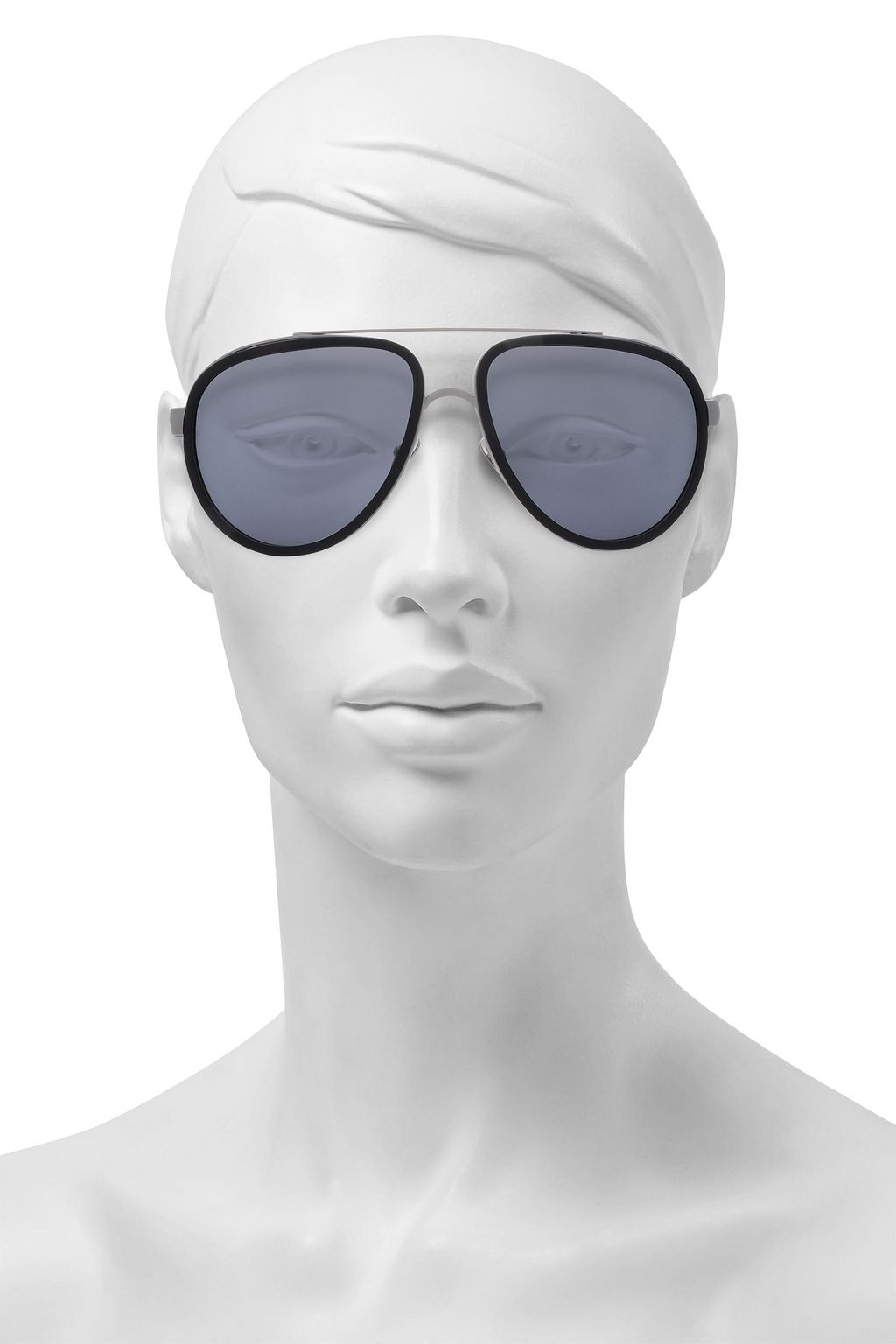 LINDA FARROW Aviator-style silver-tone and acetate sunglasses