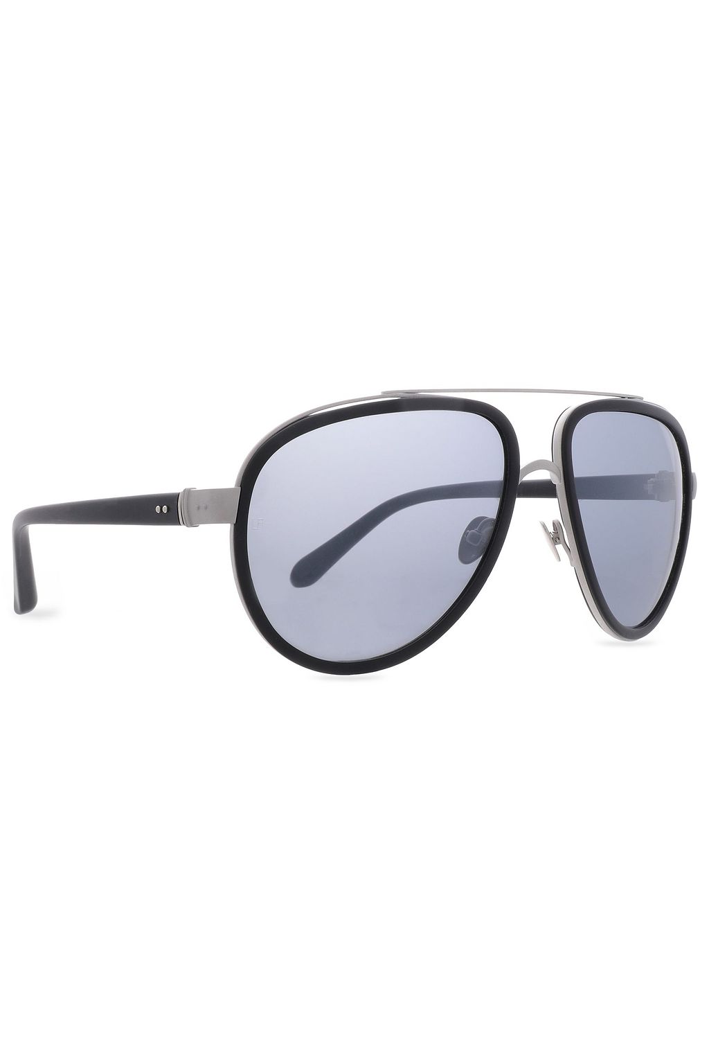 LINDA FARROW Aviator-style silver-tone and acetate sunglasses