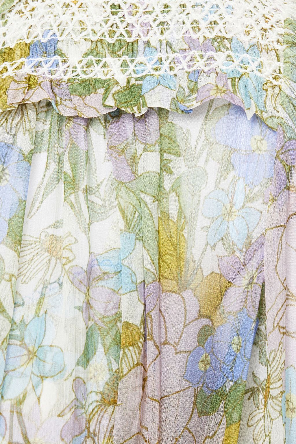 ZIMMERMANN Super Eight pussy-bow smocked floral-print silk-georgette midi dress