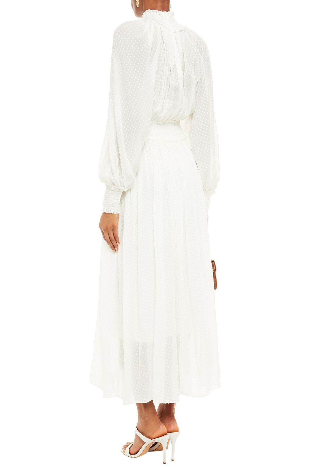 ZIMMERMANN Shirred fil coupé silk-blend maxi dress | THE OUTNET