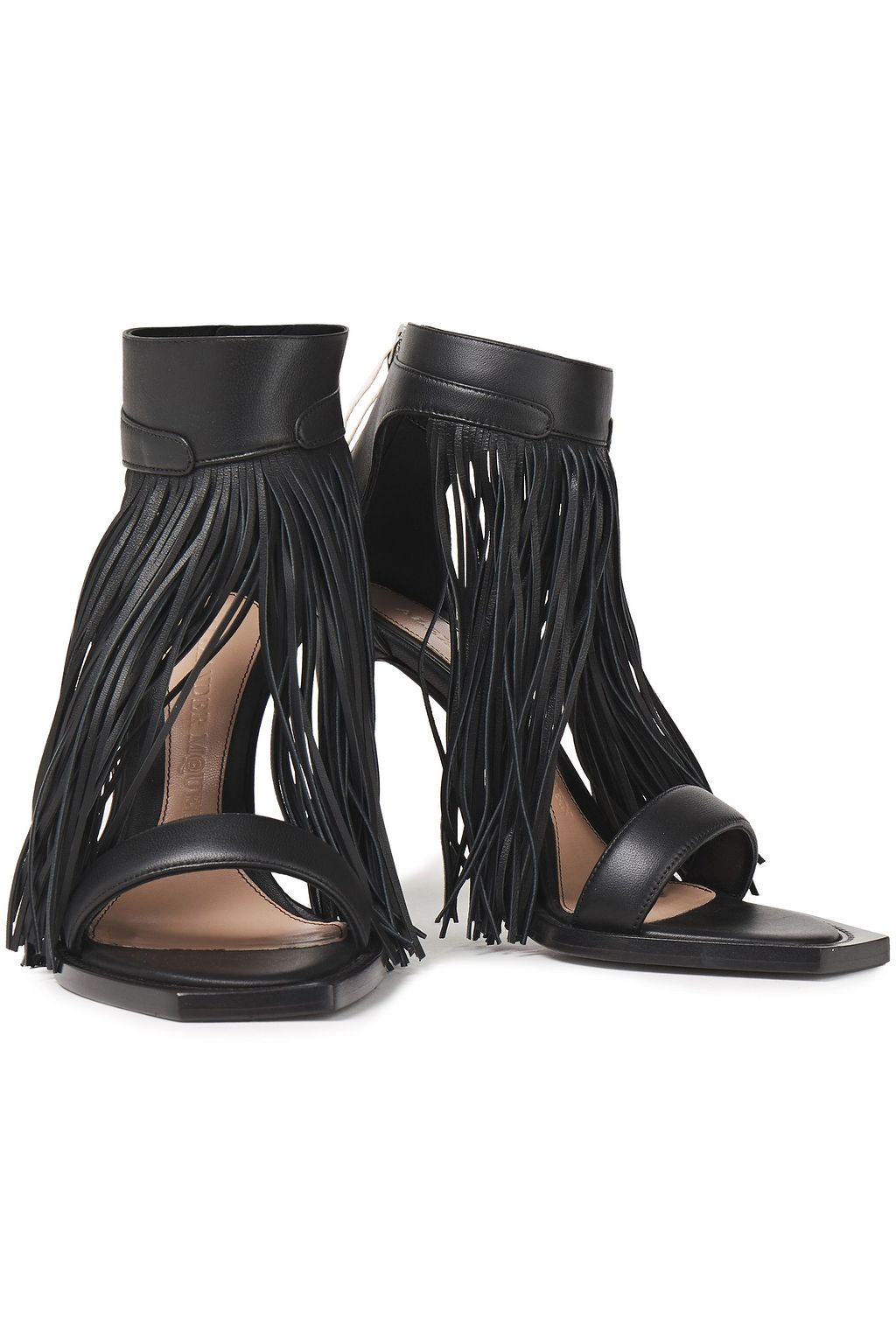 Black Fringed leather sandals ALEXANDER MCQUEEN THE