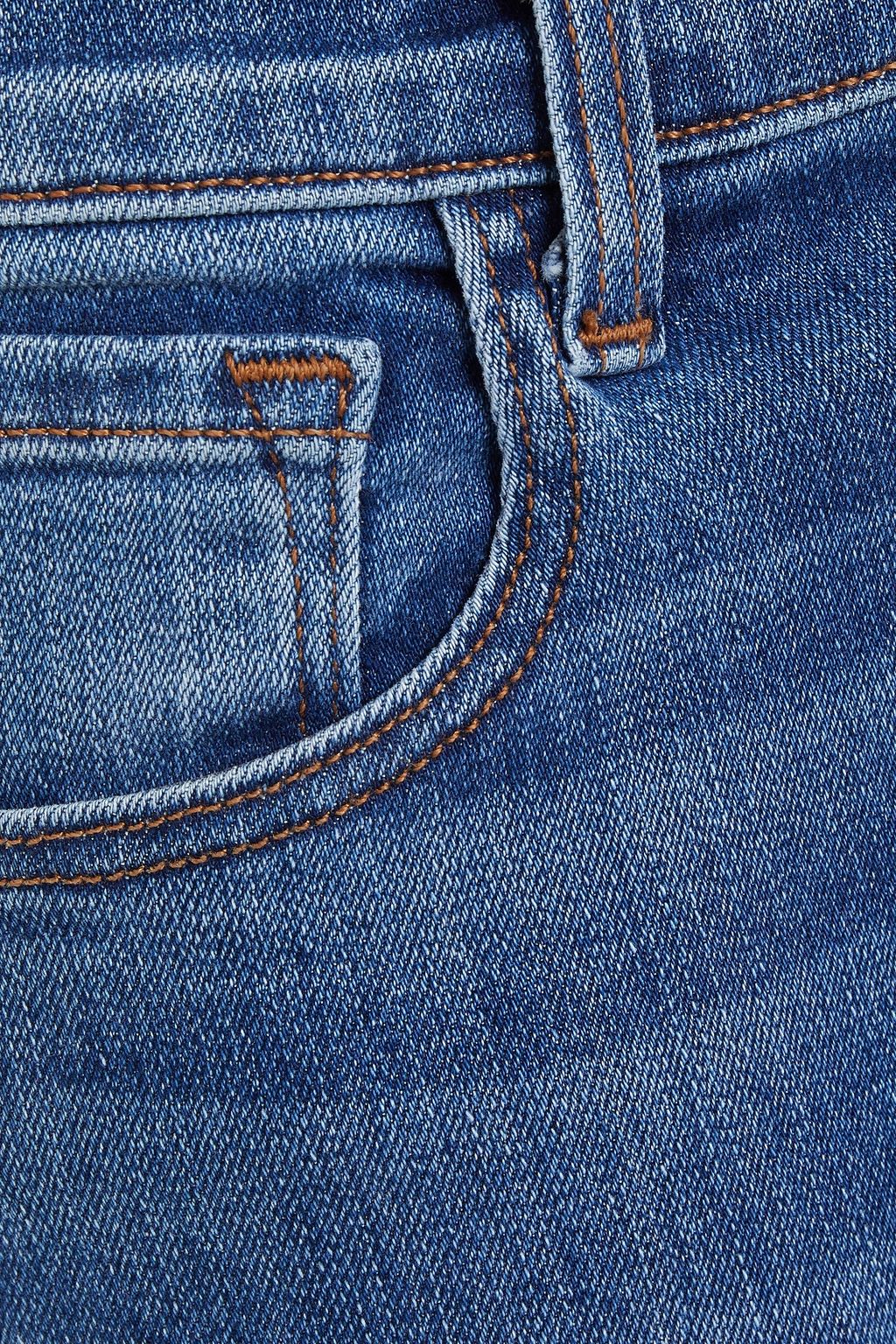 J BRAND جينز بأرجل ضيقة متوسط الخصر ومزخرف بالأورغنزا