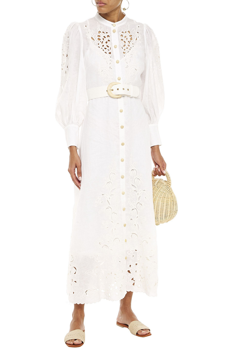 zimmermann peggy floral-embroidered linen dress Marlo Kids