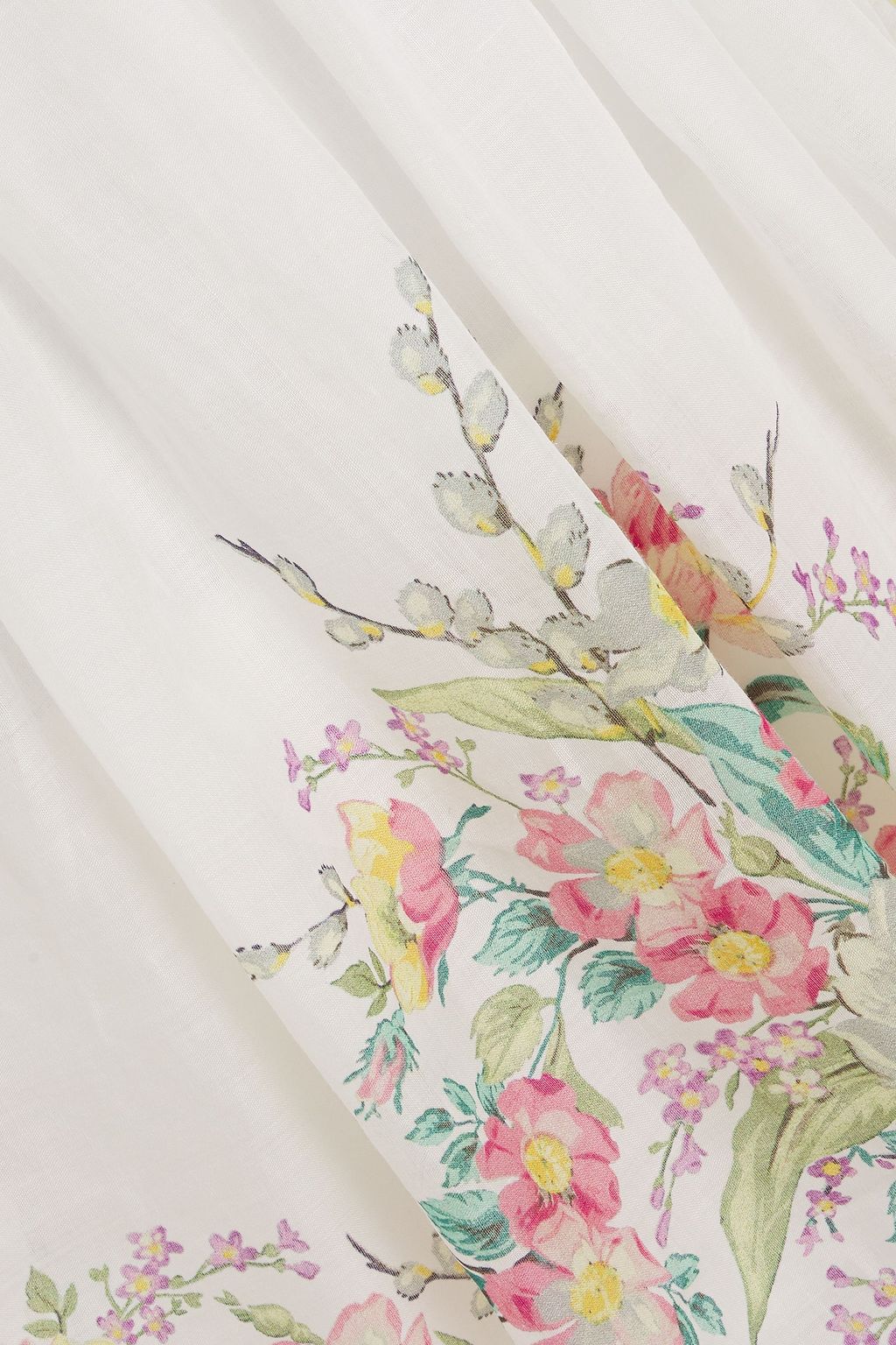 ZIMMERMANN Zinnia shirred floral-print ramie-voile mini dress