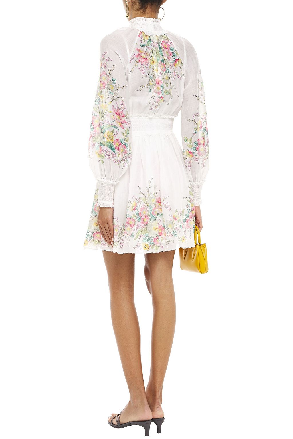ZIMMERMANN Zinnia shirred floral-print ramie-voile mini dress