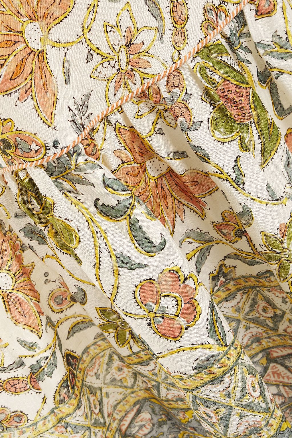ZIMMERMANN Gathered floral-print linen midi dress