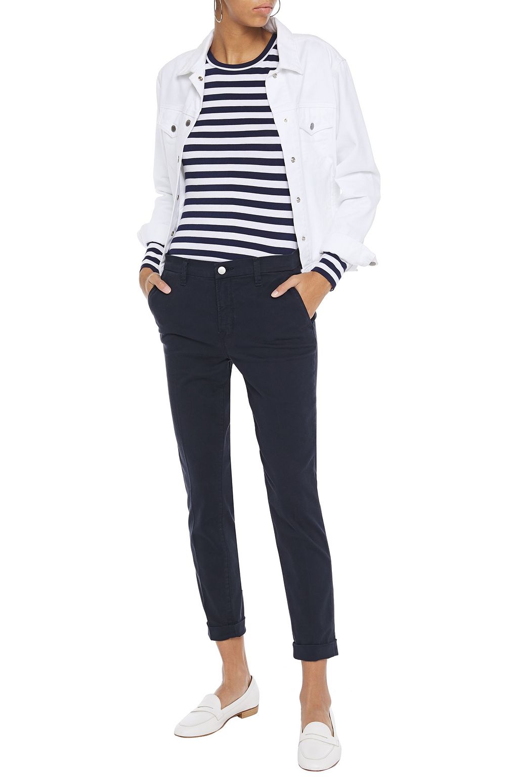 J BRAND Cropped cotton-blend twill slim-leg pants