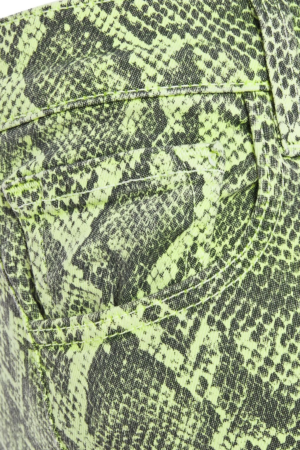 J BRAND Waxed snake-print mid-rise kick-flare jeans