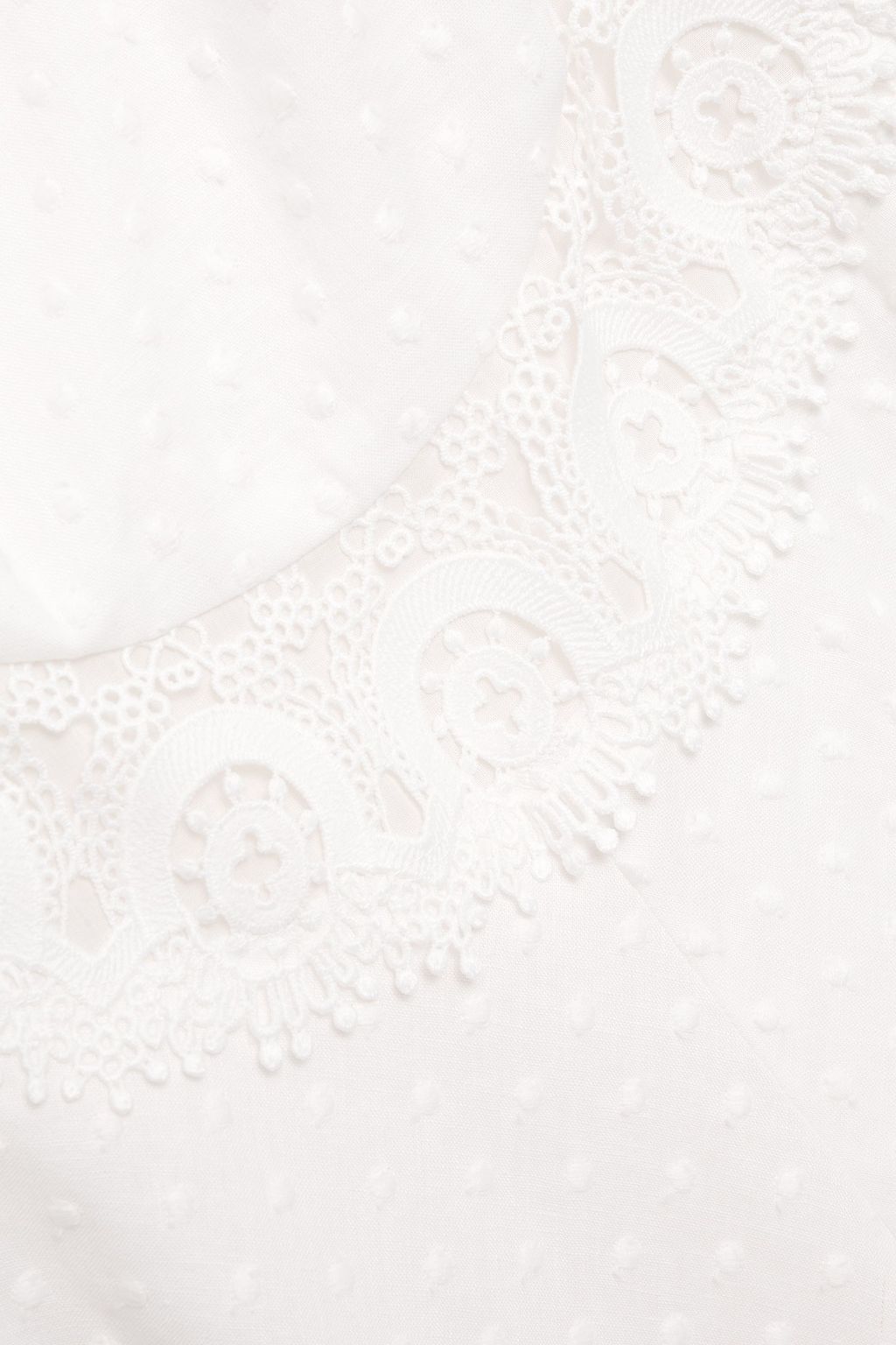 ZIMMERMANN Guipure lace-trimmed Swiss-dot linen and cotton-blend midi dress