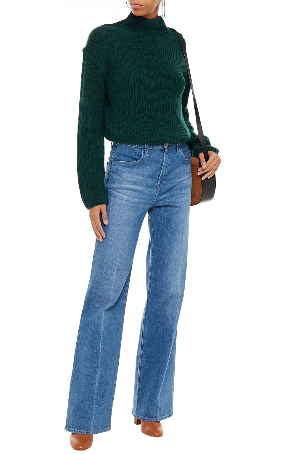 J BRAND Faded high-rise wide-leg jeans