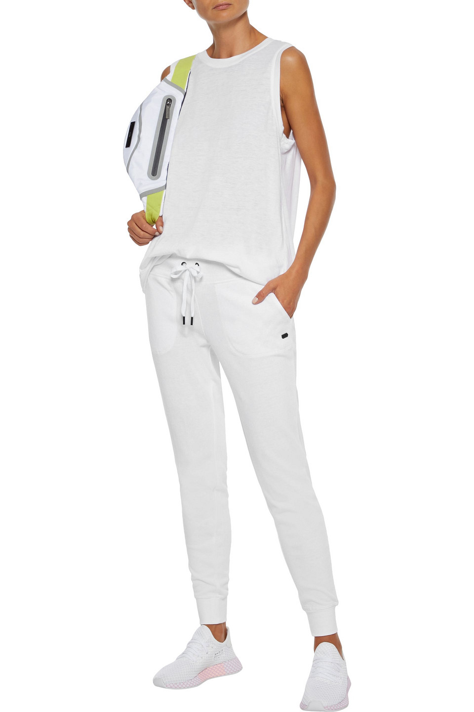 Click to view more detailed imagery on our partner's website Dkny Glitter-embellished French Cotton-blend Terry Track Pants In White
