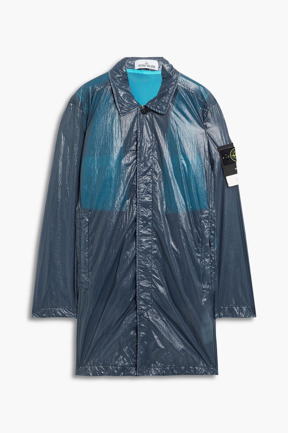 Stone Island Textured Shell Jacket In Slate Blue
