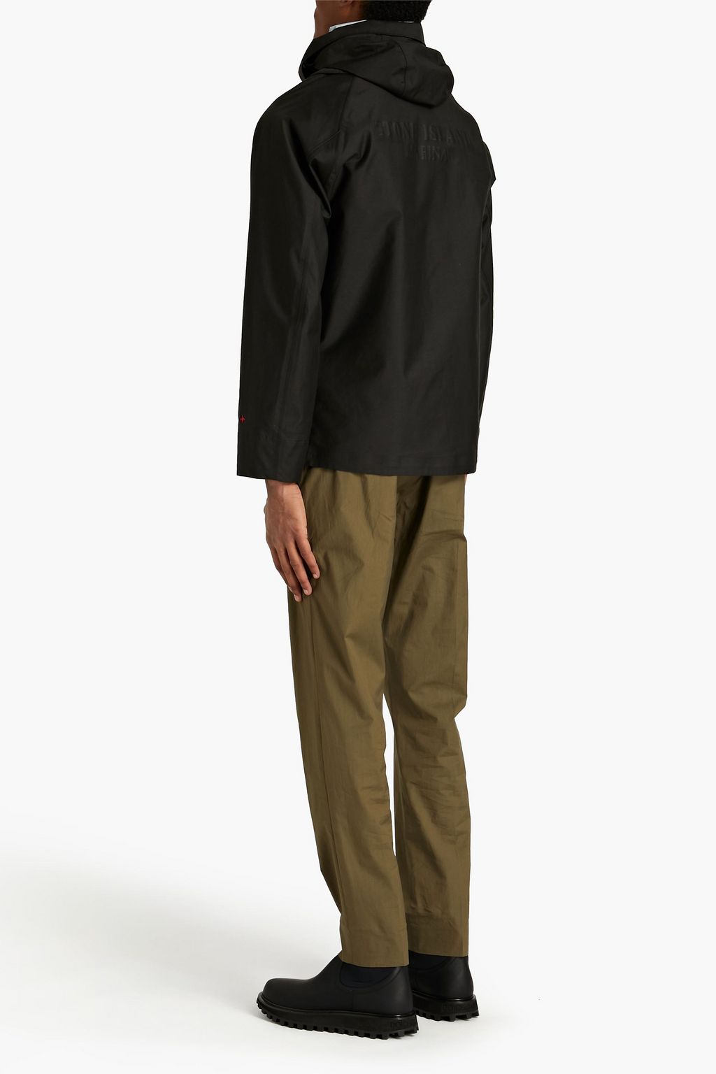 STONE ISLAND Logo-embroidered cotton-blend twill hooded raincoat