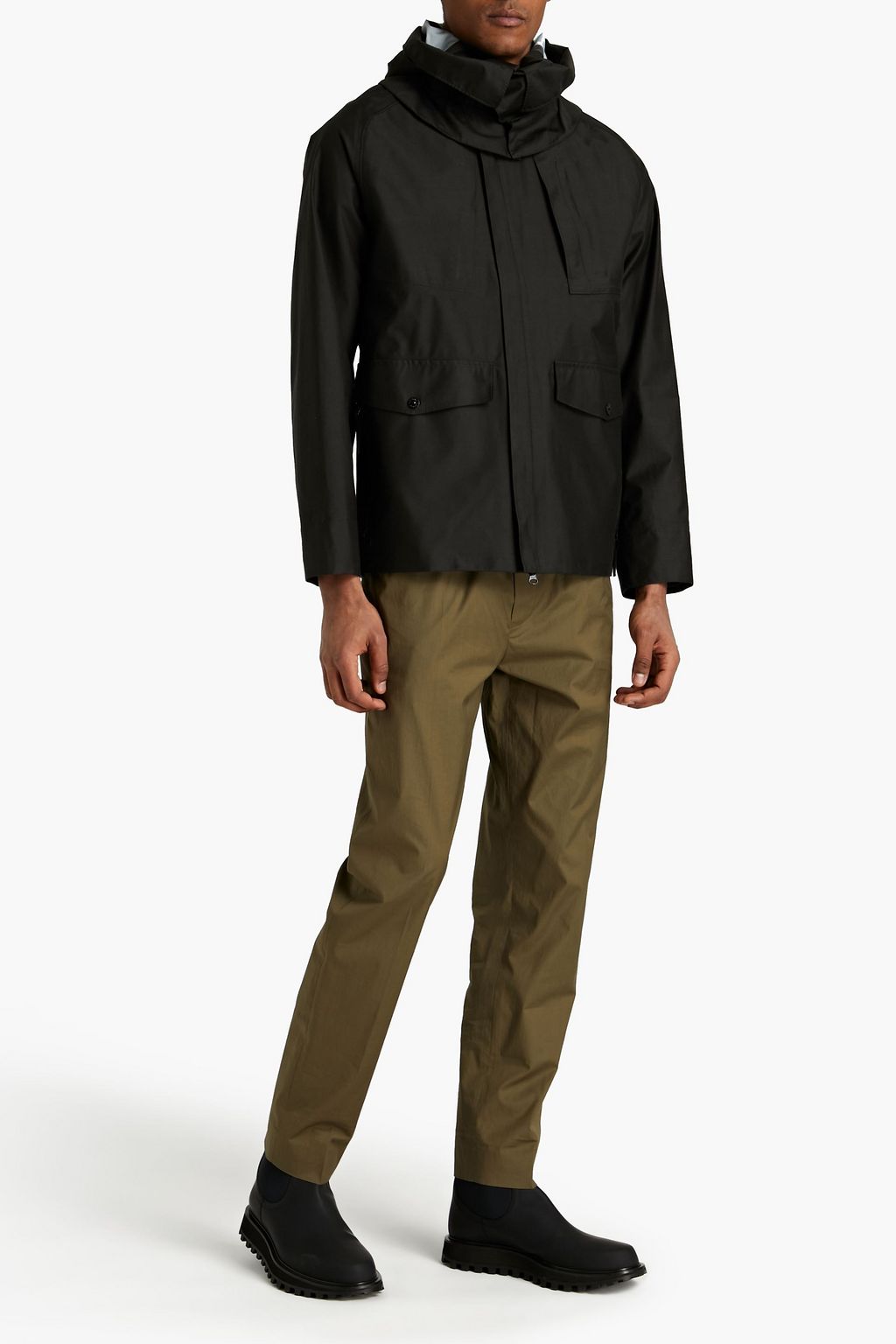 STONE ISLAND Logo-embroidered cotton-blend twill hooded raincoat