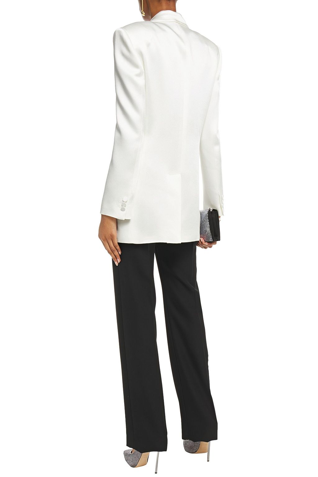 DUNDAS Double-breasted satin-crepe blazer