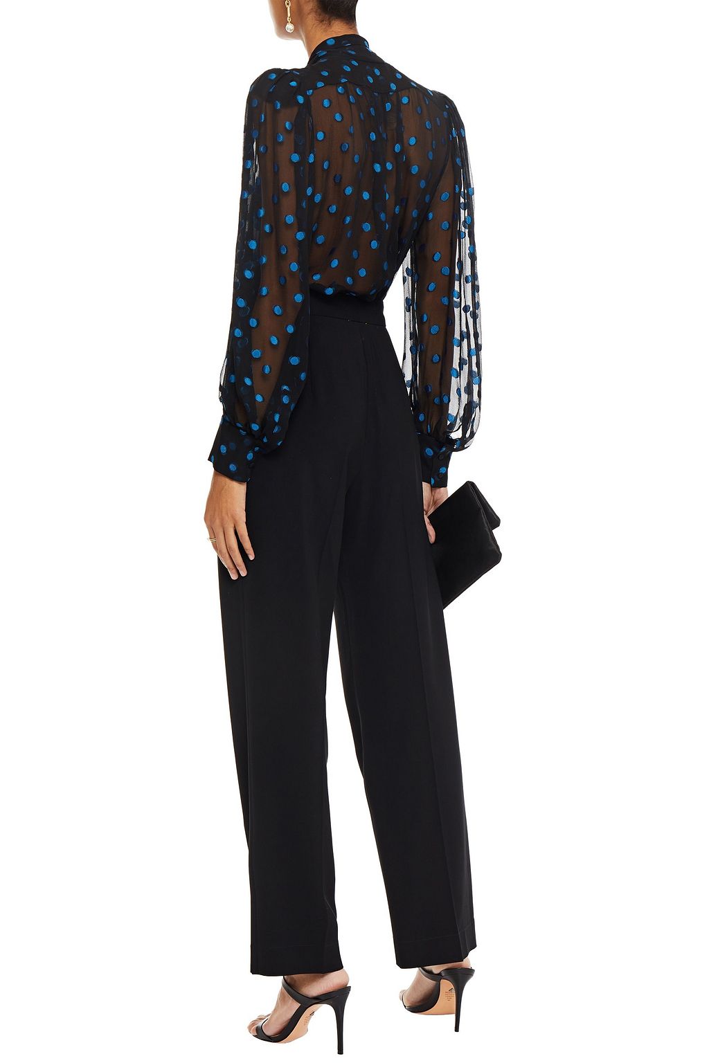 DUNDAS Pussy-bow fil coupé silk-blend chiffon blouse
