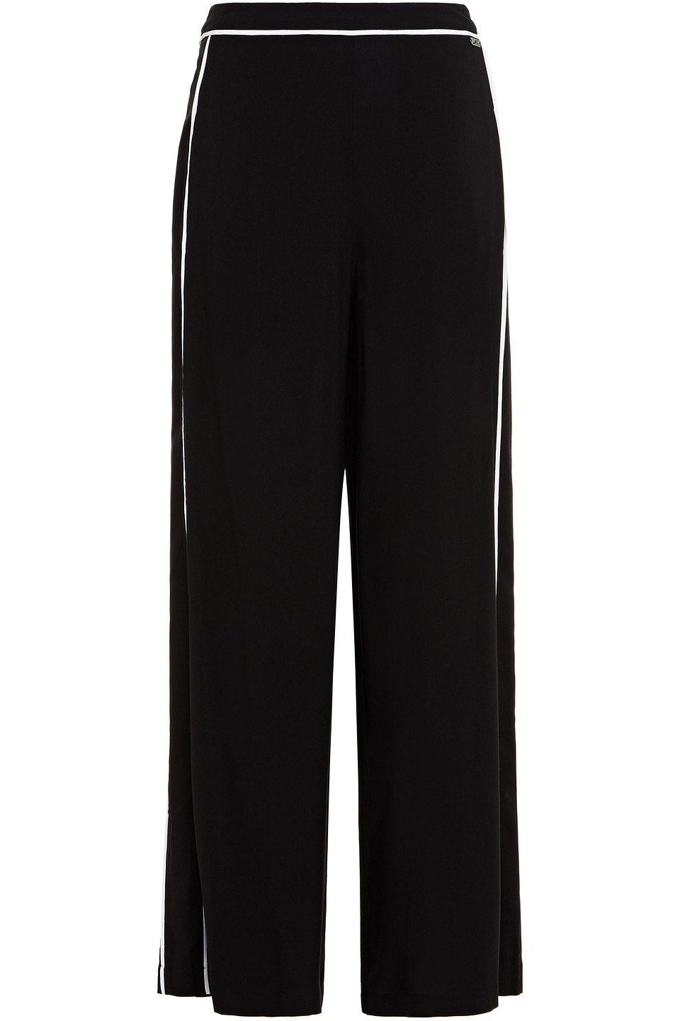 Jets Australia By Jessika Allen Woman Striped Voile Wide-leg Pants Black Size L