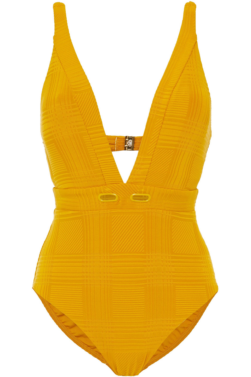 Jets Australia By Jessika Allen Woman La Paz Eyelet-embellished Stretch-jacquard Swimsuit Marigold Size 10