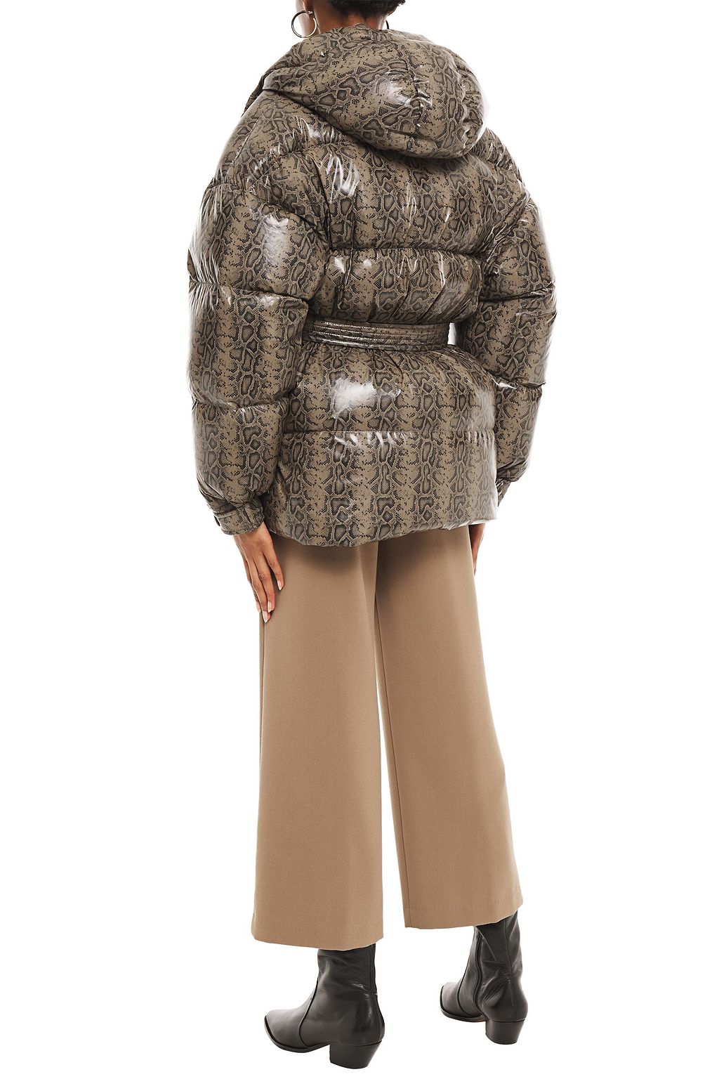 IENKI IENKI Michlin quilted snake-print coated-shell hooded down jacket