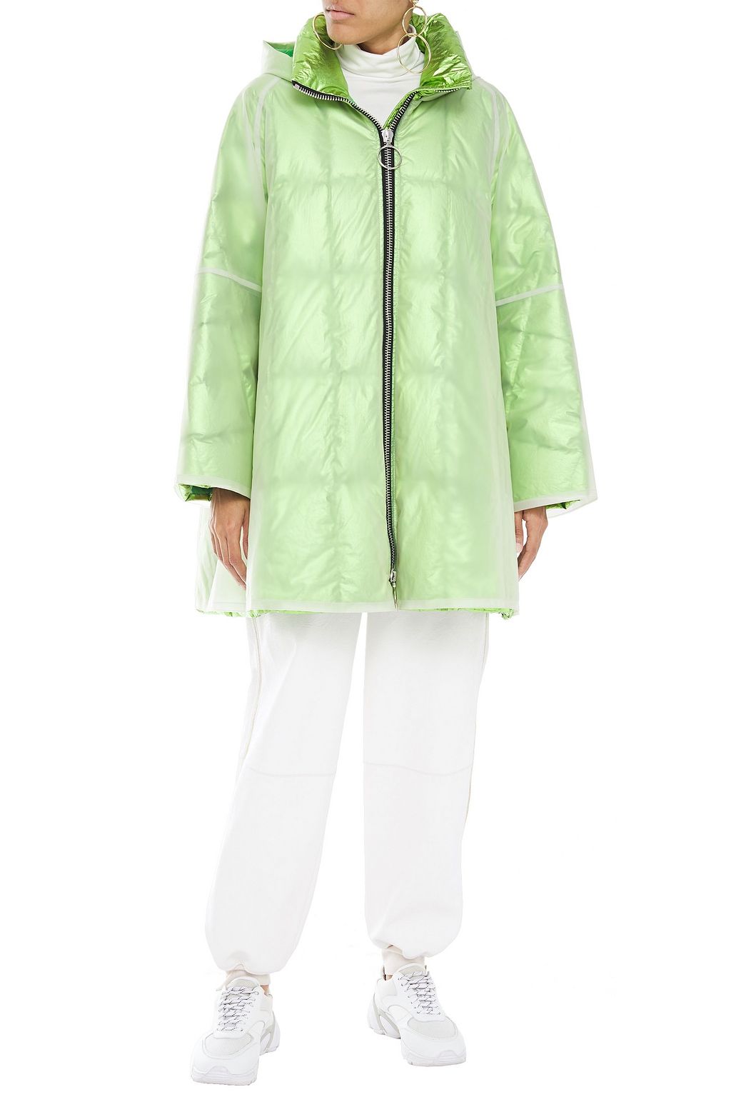 IENKI IENKI Raincoat PVC and quilted foiled shell hooded down coat