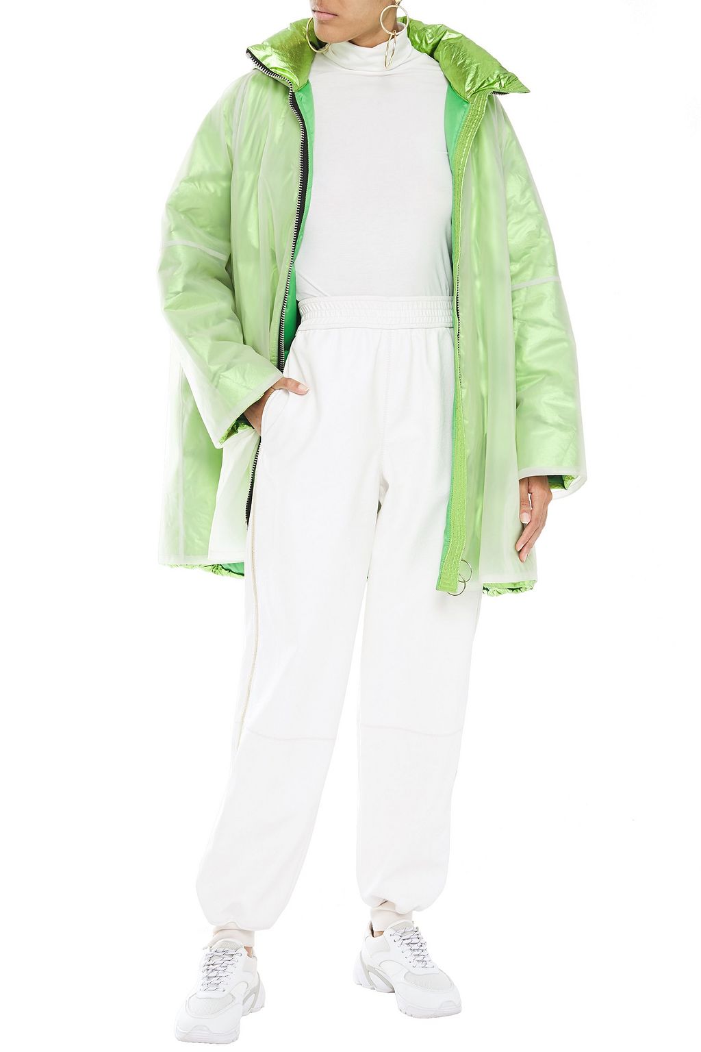 IENKI IENKI Raincoat PVC and quilted foiled shell hooded down coat