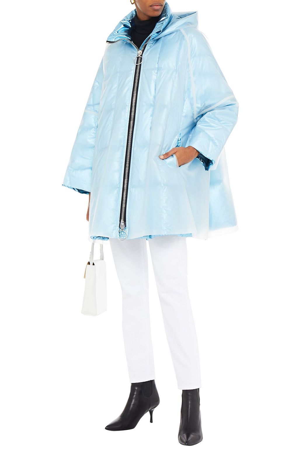 IENKI IENKI Raincoat PVC and quilted foiled shell hooded down coat