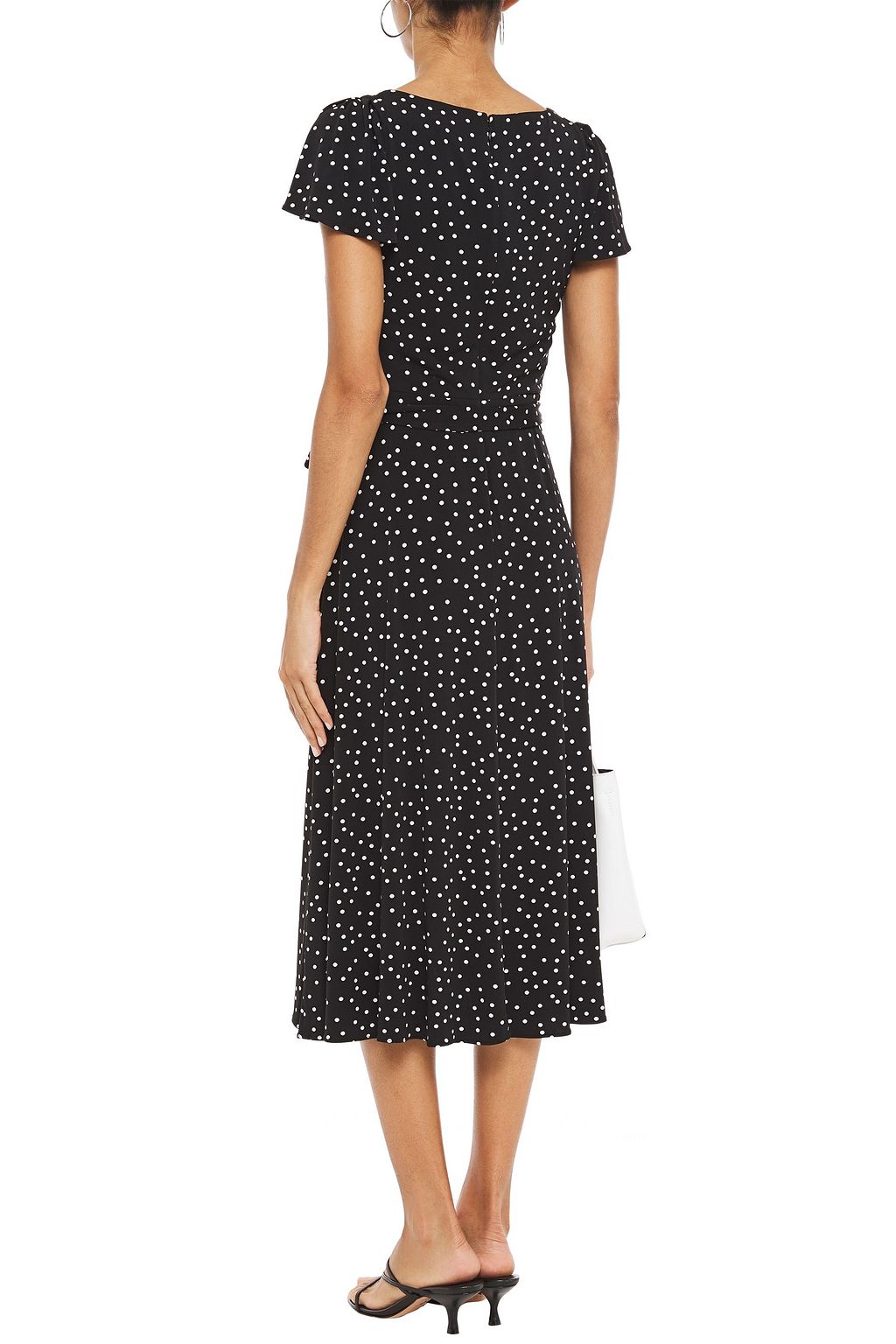 DKNY Wrap-effect polka-dot stretch-jersey midi dress | THE OUTNET